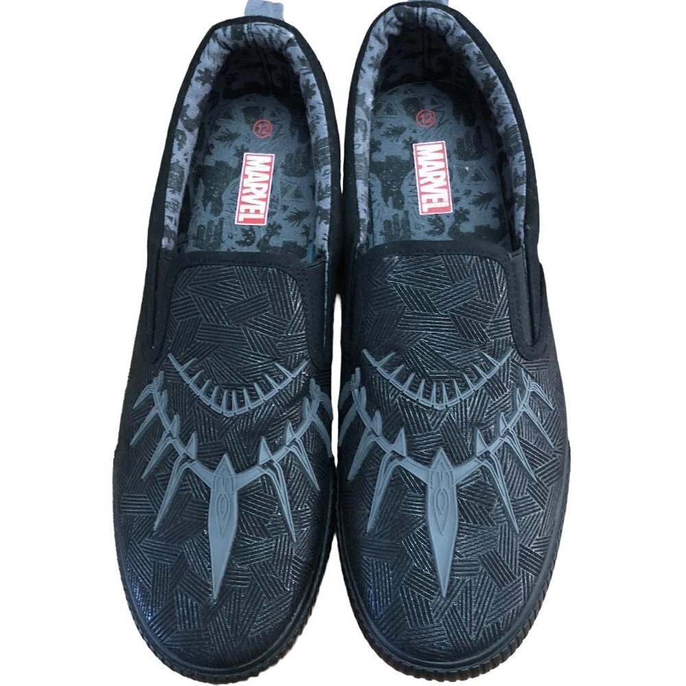 Marvel Black Panther Sneakers Low Top Slip On Black Athleisure Mens 12 - Picture 3 of 10